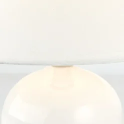 Lámpara de mesa Primo, blanca, Ø 19 cm, textil/cerámica