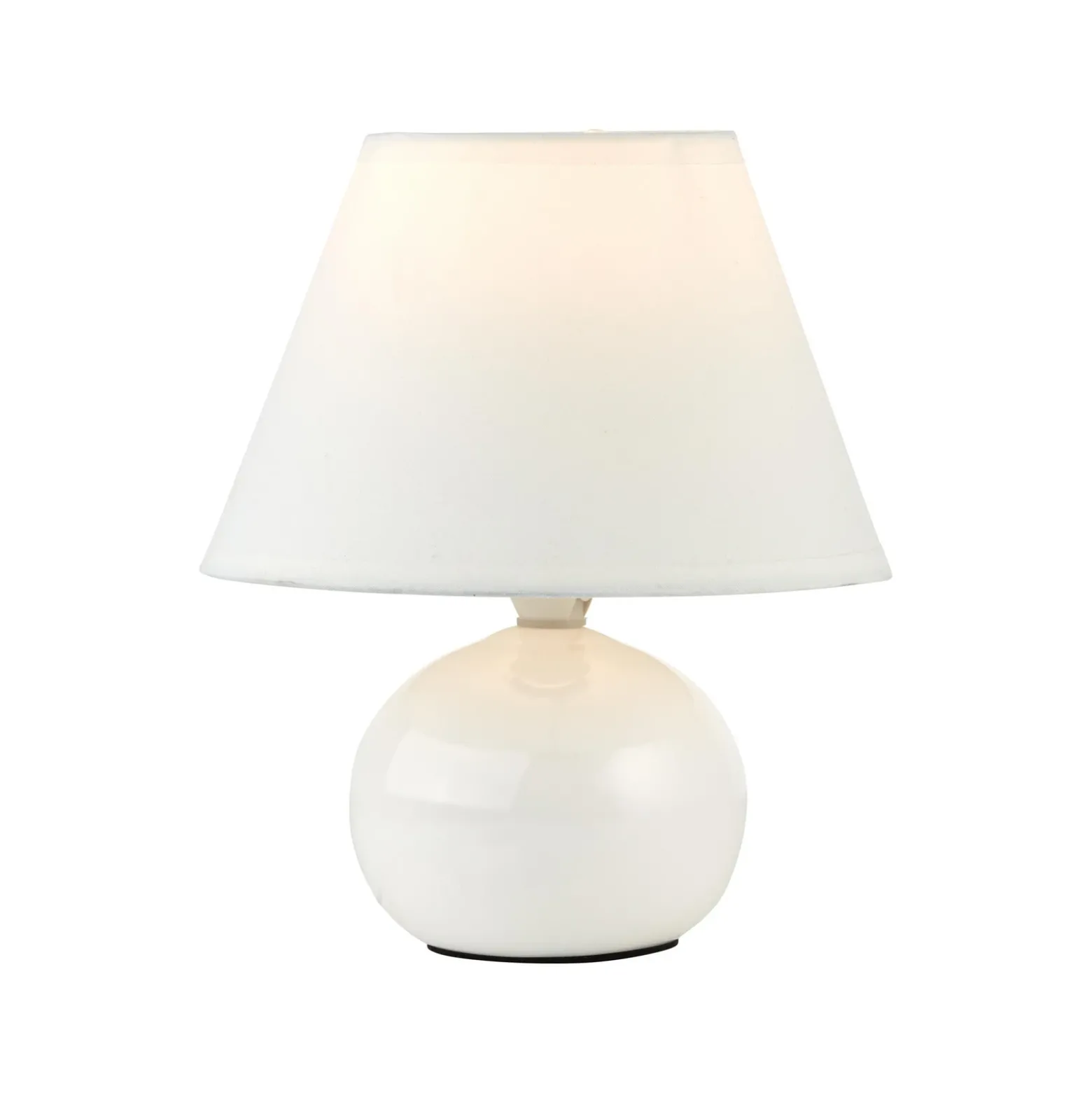 Lámpara de mesa Primo, blanca, Ø 19 cm, textil/cerámica
