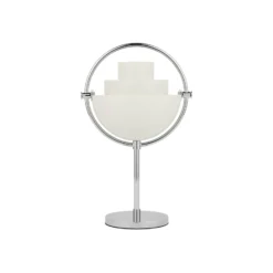 Lámpara de mesa recargable Gubi Multi-Lite, cromada/blanca, 30 cm