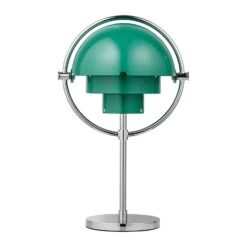 Lámpara de mesa recargable Gubi Multi-Lite, cromada/azul verdoso, 30 cm