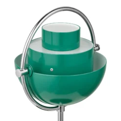 Lámpara de mesa recargable Gubi Multi-Lite, cromada/azul verdoso, 30 cm
