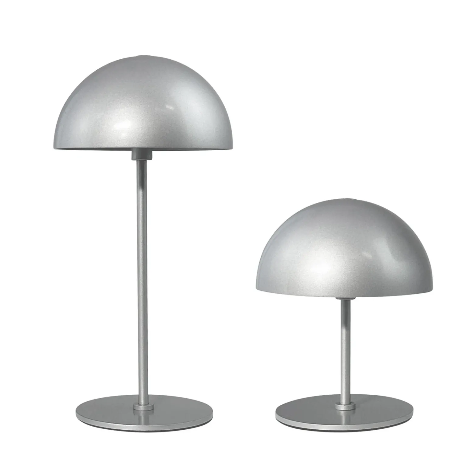 Lámpara de mesa recargable LED Along de Dyberg Larsen, plateada, juego de 2