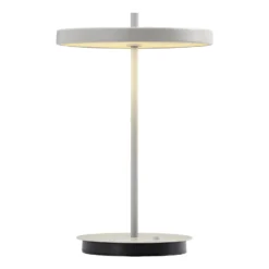 Lámpara de mesa recargable LED UMAGE Asteria Move, gris niebla liso, 31 cm