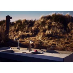 Lámpara de mesa recargable LED FRANDSEN Ami, gris-beige, 32 cm, atenuable