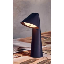 Lámpara de mesa recargable LED FRANDSEN Ami, marrón, 32 cm, atenuable