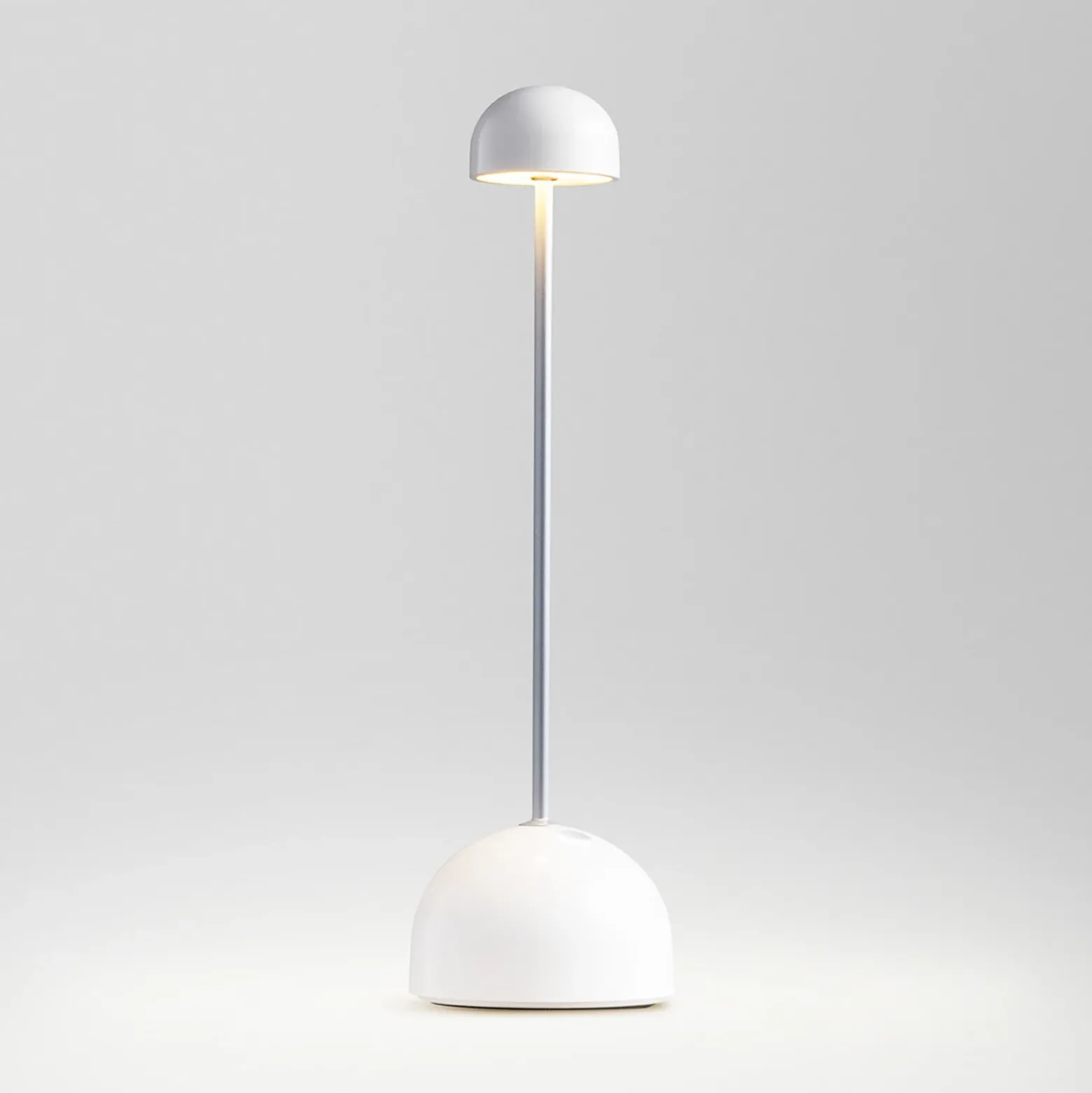 Lámpara de mesa recargable LED MARSET Sips, blanco/plata, 31 cm, acero
