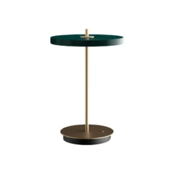 Lámpara de mesa recargable LED UMAGE Asteria Move, verde bosque/latón, 31 cm