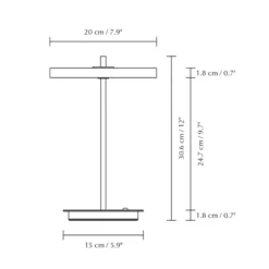 Lámpara de mesa recargable LED UMAGE Asteria Move, gris niebla/latón, 31 cm