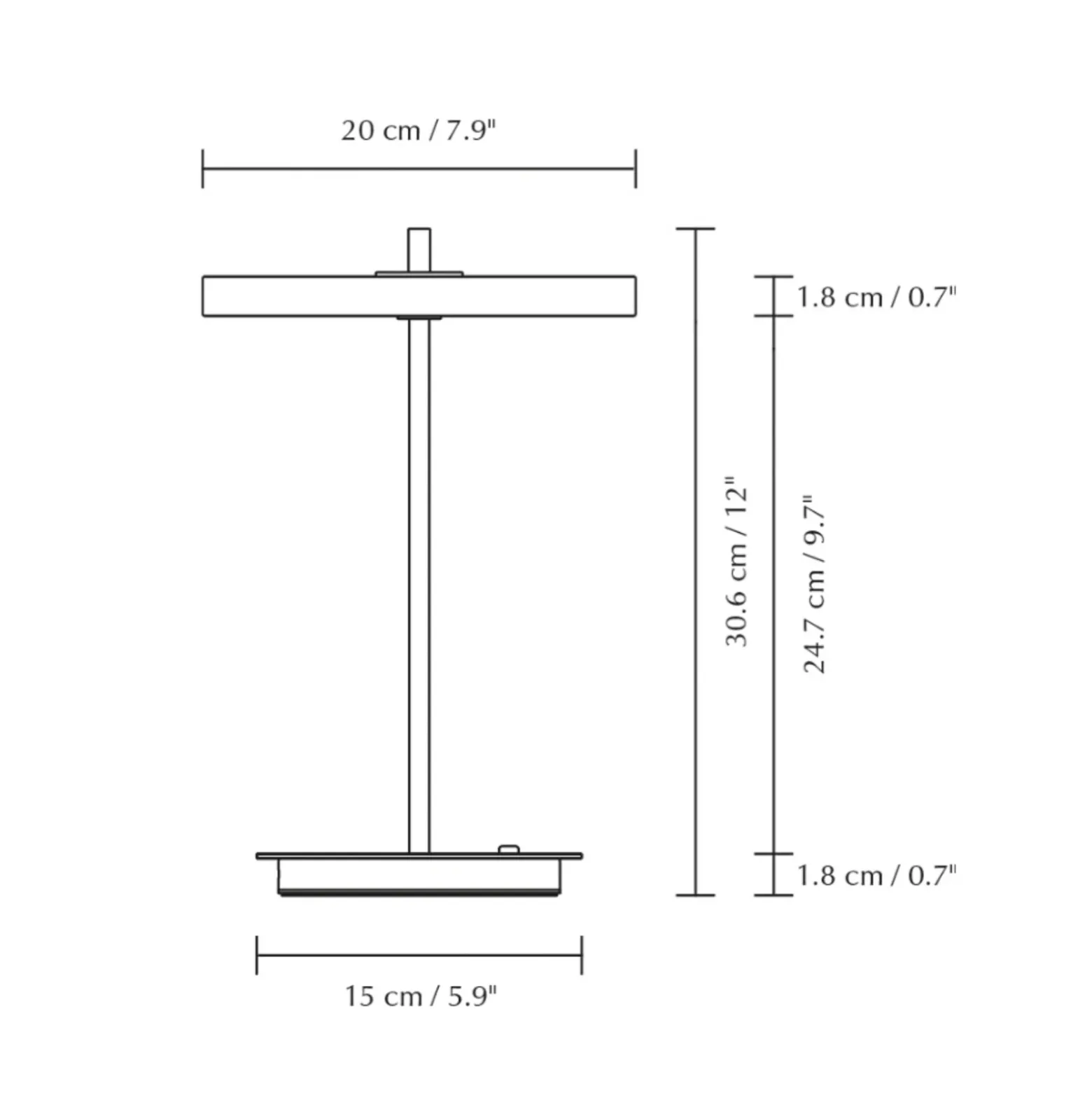 Lámpara de mesa recargable LED UMAGE Asteria Move, gris niebla/latón, 31 cm
