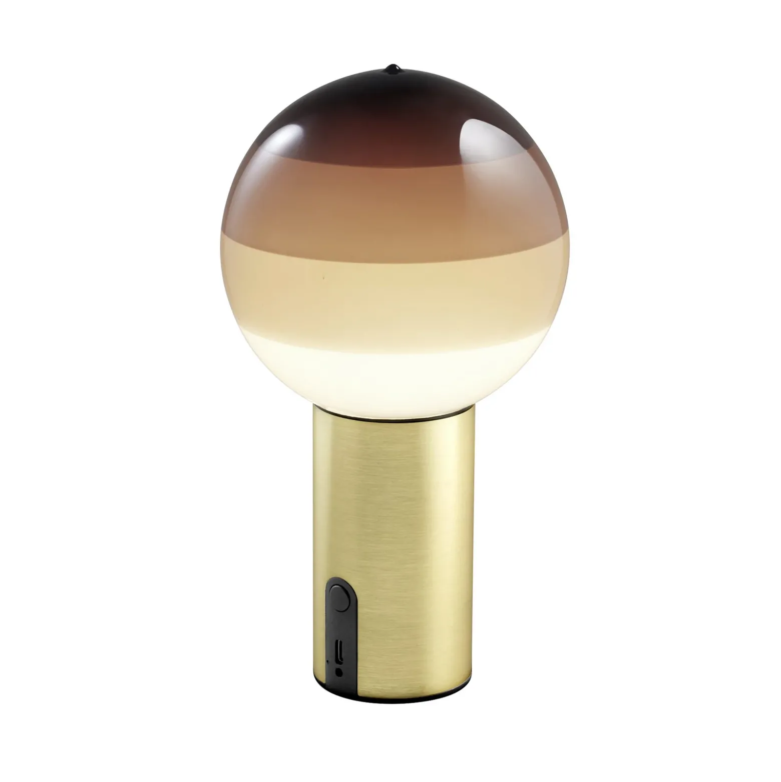 Lámpara de mesa recargable MARSET Dipping Light, marrón/latón, atenuable