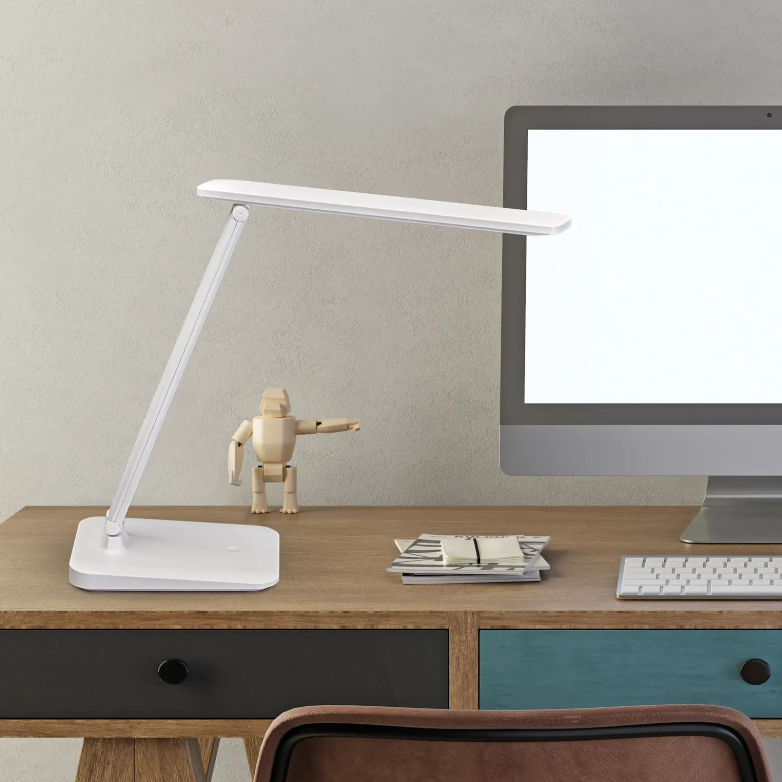 Lámpara de mesa recargable MAULsally, blanca, CCT, atenuable, altura 34 cm