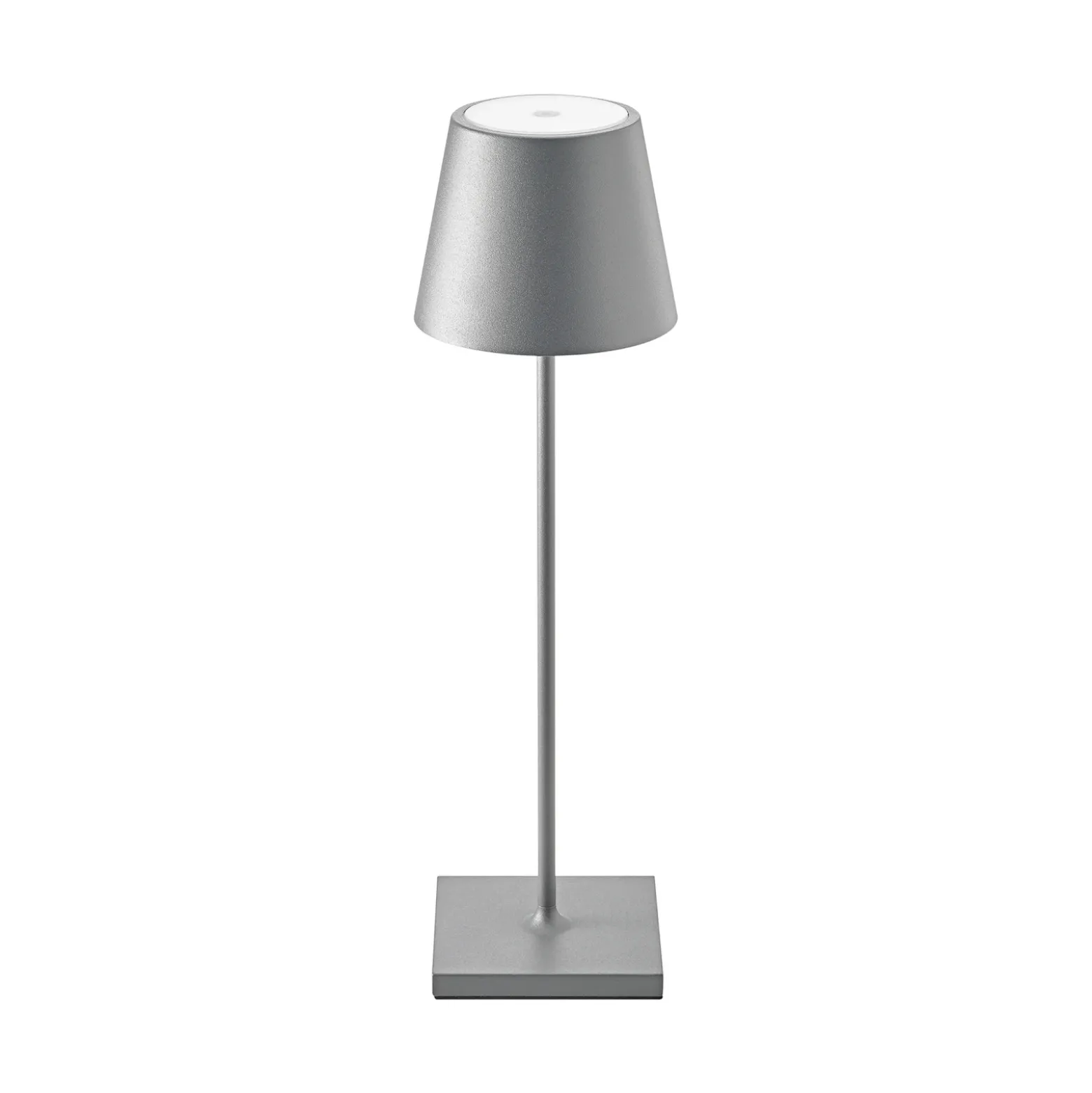 Lámpara de mesa recargable Nuindie LED, USB-C, grafito, IP54, atenuable