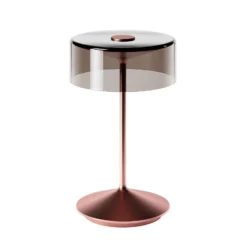 Lámpara de mesa recargable Numotion LED, oro rosa, cristal, IP54, atenuable