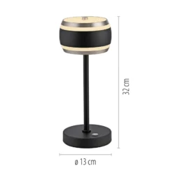 Lámpara de mesa recargable PURE Falling Rings, negro perla/diamante, CCT
