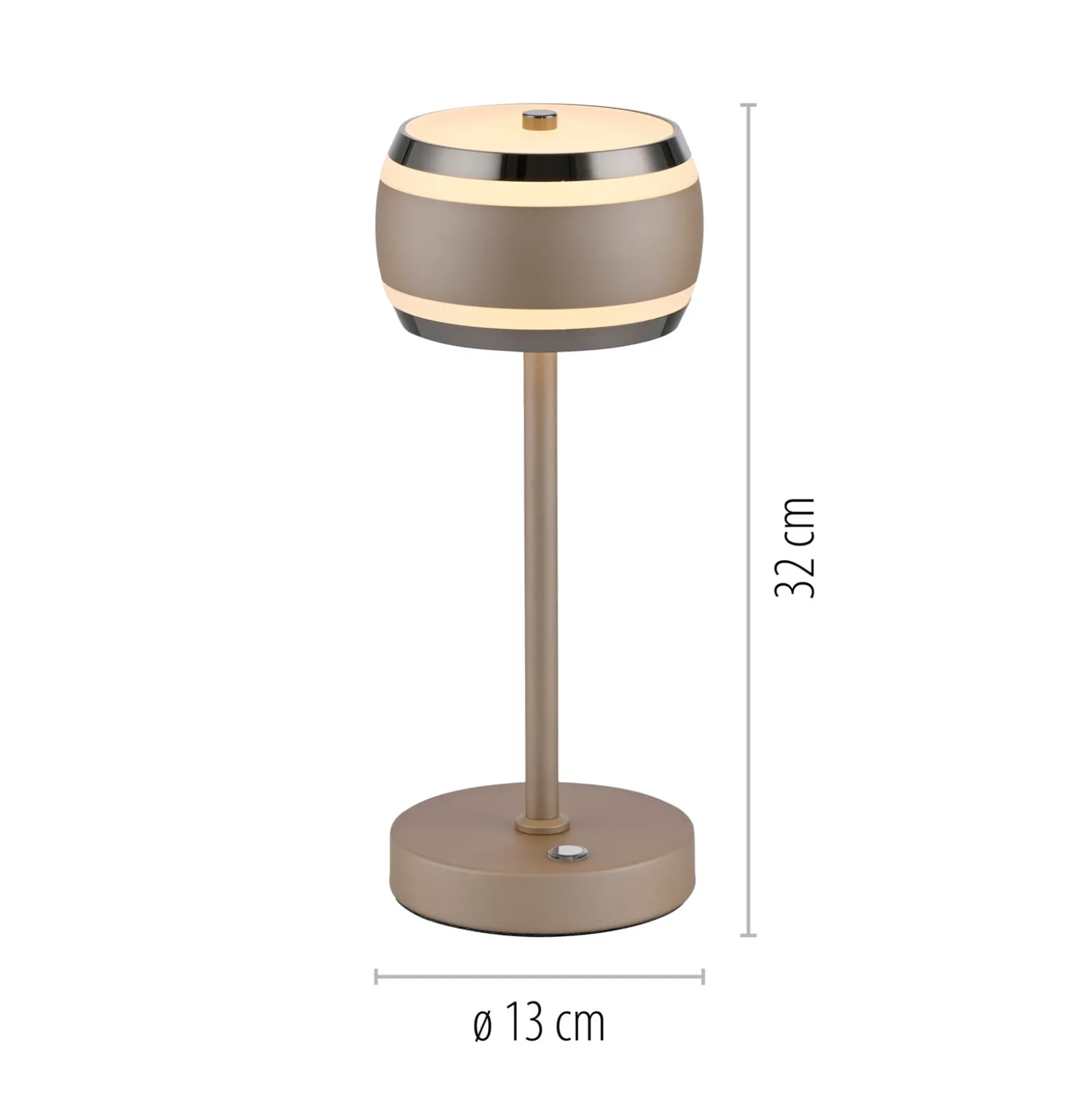 Lámpara de mesa recargable PURE Falling Rings, bronce/cromo DARK, CCT