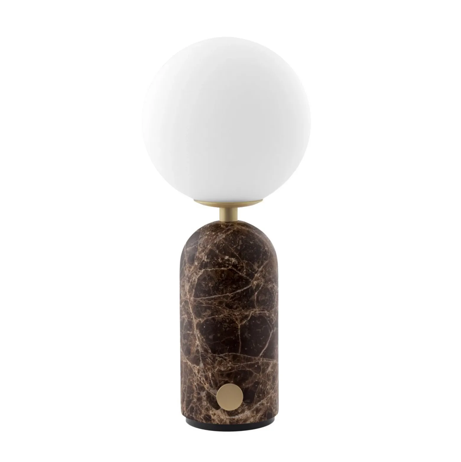 Lámpara de mesa recargable Torrano de Globen Lighting, mármol marrón