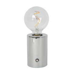 Lámpara de mesa recargable Vivo, color cromado, altura 22 cm, metal