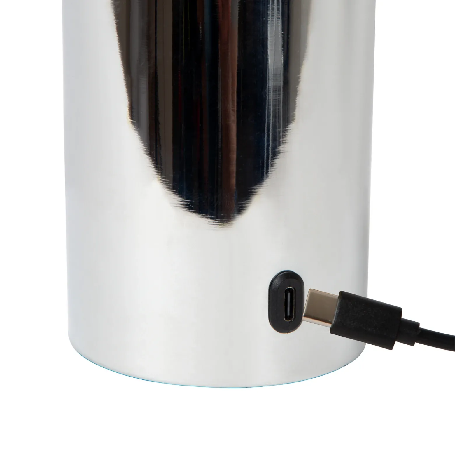 Lámpara de mesa recargable Vivo, color cromado, altura 22 cm, metal
