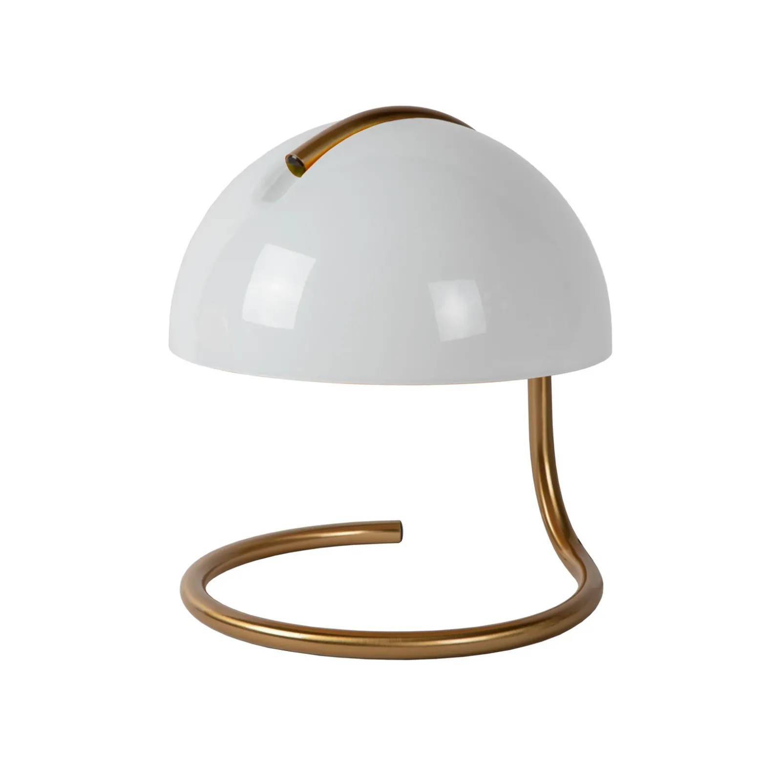 Lámpara de mesa retro Cato, vidrio, blanco