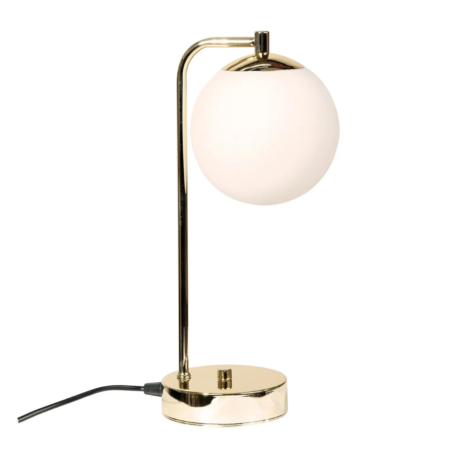 Lámpara de mesa Rico, cristal/metal, dorado/blanco, altura 36 cm
