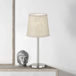Lámpara de mesa Rimini, arena/níquel, textil, altura 30 cm, E14