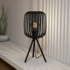 Lámpara de mesa Romazzina, negra, altura 44 cm, metal, E27