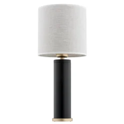 Lámpara de mesa Romina con pantalla de lino, base negra