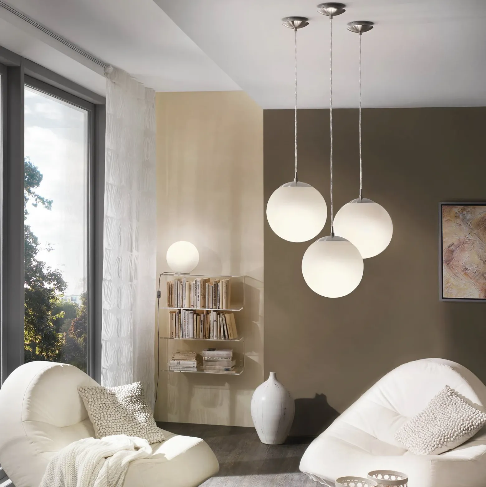Lámpara de mesa Rondo, Ø 20 cm, blanco