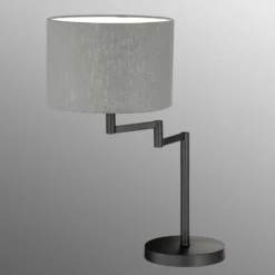 Lámpara de mesa Rota con pantalla de lino gris