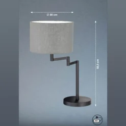 Lámpara de mesa Rota con pantalla de lino gris