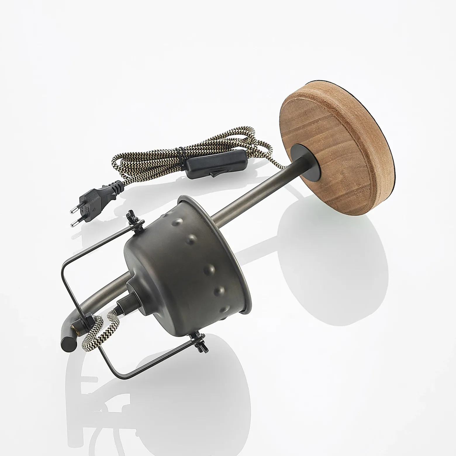 Lámpara de mesa Rubinjo de Lindby, 37 cm, negra, madera, metal, GU10
