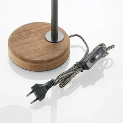 Lámpara de mesa Rubinjo de Lindby, 37 cm, negra, madera, metal, GU10