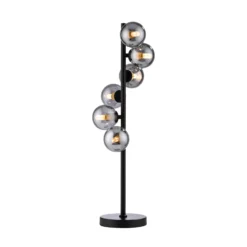 Lámpara de mesa SCHÖNER WOHNEN Dubai, cristal ahumado, 6 luces, G9