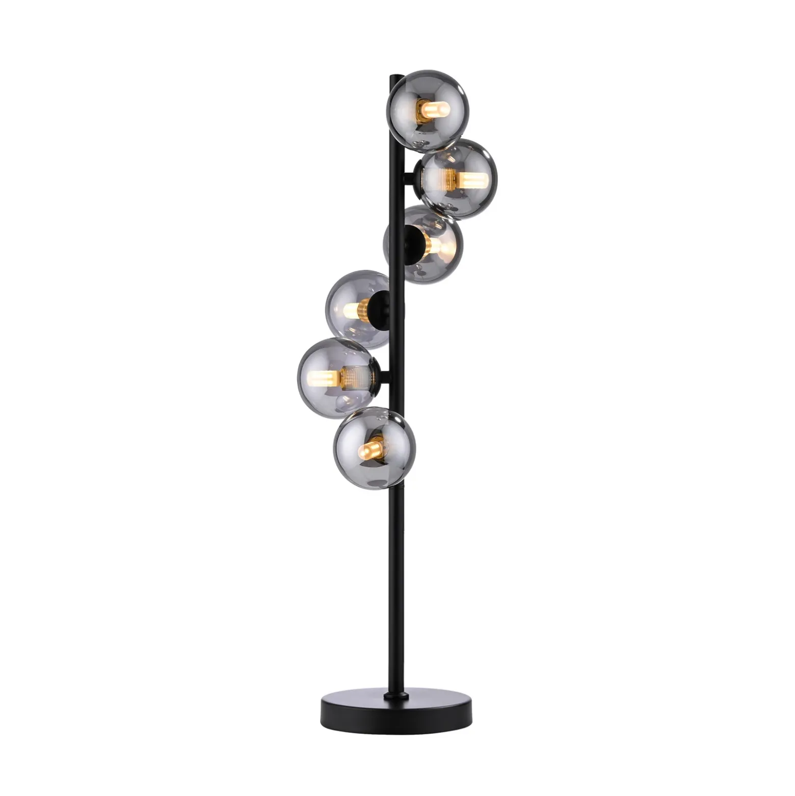 Lámpara de mesa SCHÖNER WOHNEN Dubai, cristal ahumado, 6 luces, G9