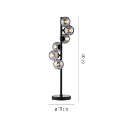 Lámpara de mesa SCHÖNER WOHNEN Dubai, cristal ahumado, 6 luces, G9