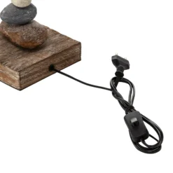 Lámpara de mesa Seregon con decoración de piedra, altura 63 cm