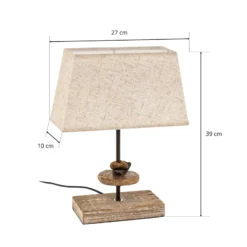 Lámpara de mesa Seregon con pantalla de tela, altura 39 cm