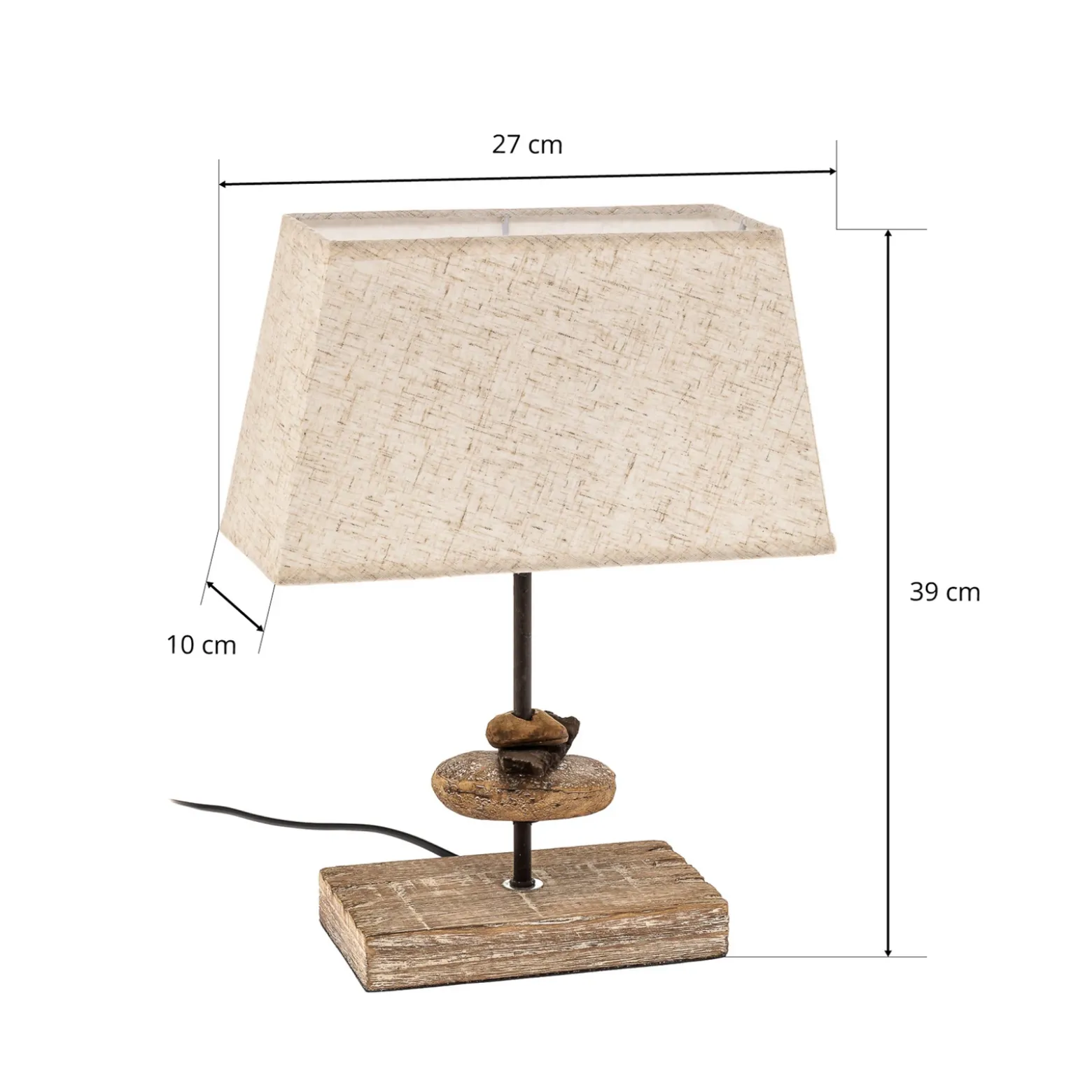 Lámpara de mesa Seregon con pantalla de tela, altura 39 cm