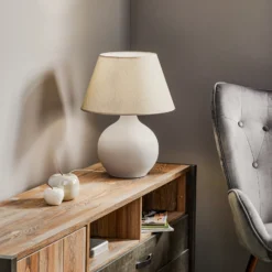 Lámpara de mesa Sfera, altura 53 cm, cemento/gris