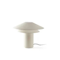 Lámpara de mesa Shan, beige, pergamino/acero, altura 48,5 cm