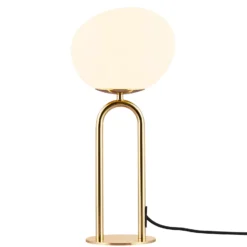 Lámpara de mesa Shapes, blanco/latón, cristal, 47 cm de altura, E27