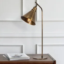 Lámpara de mesa Sivani MR-610, oro antiguo, metal, altura 50 cm