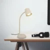 Lámpara de mesa Skriva, beige, metal, GU10, 38 cm, orientable