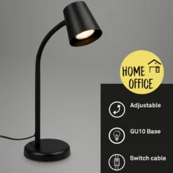 Lámpara de mesa Skriva, portalámpara GU10, negro