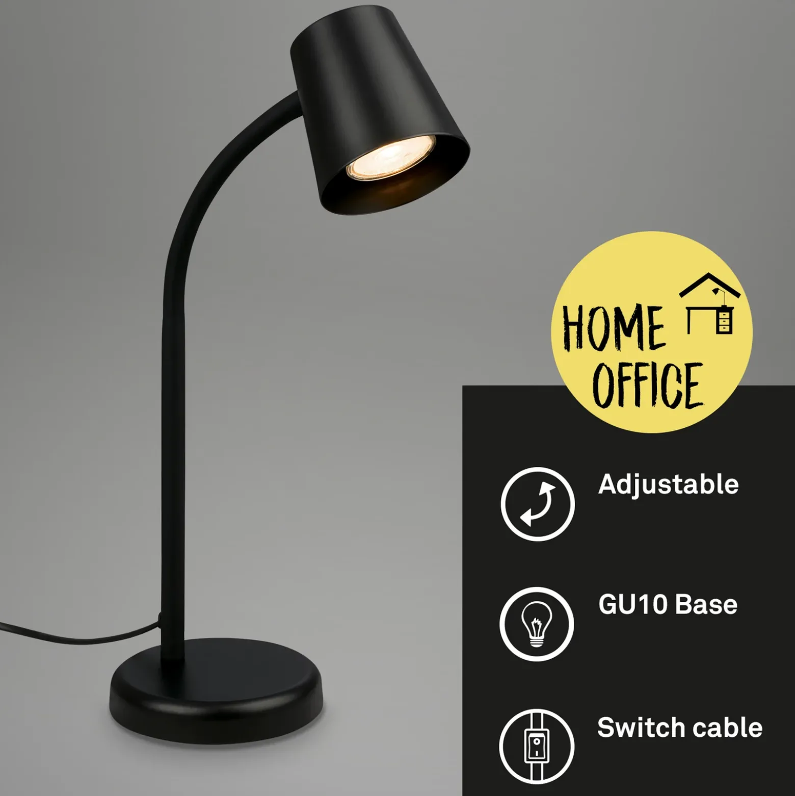 Lámpara de mesa Skriva, portalámpara GU10, negro