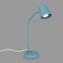 Lámpara de mesa Skriva, portalámpara GU10, azul paloma