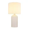Lámpara de mesa Sofia, blanca, altura 50 cm, tela/cristal