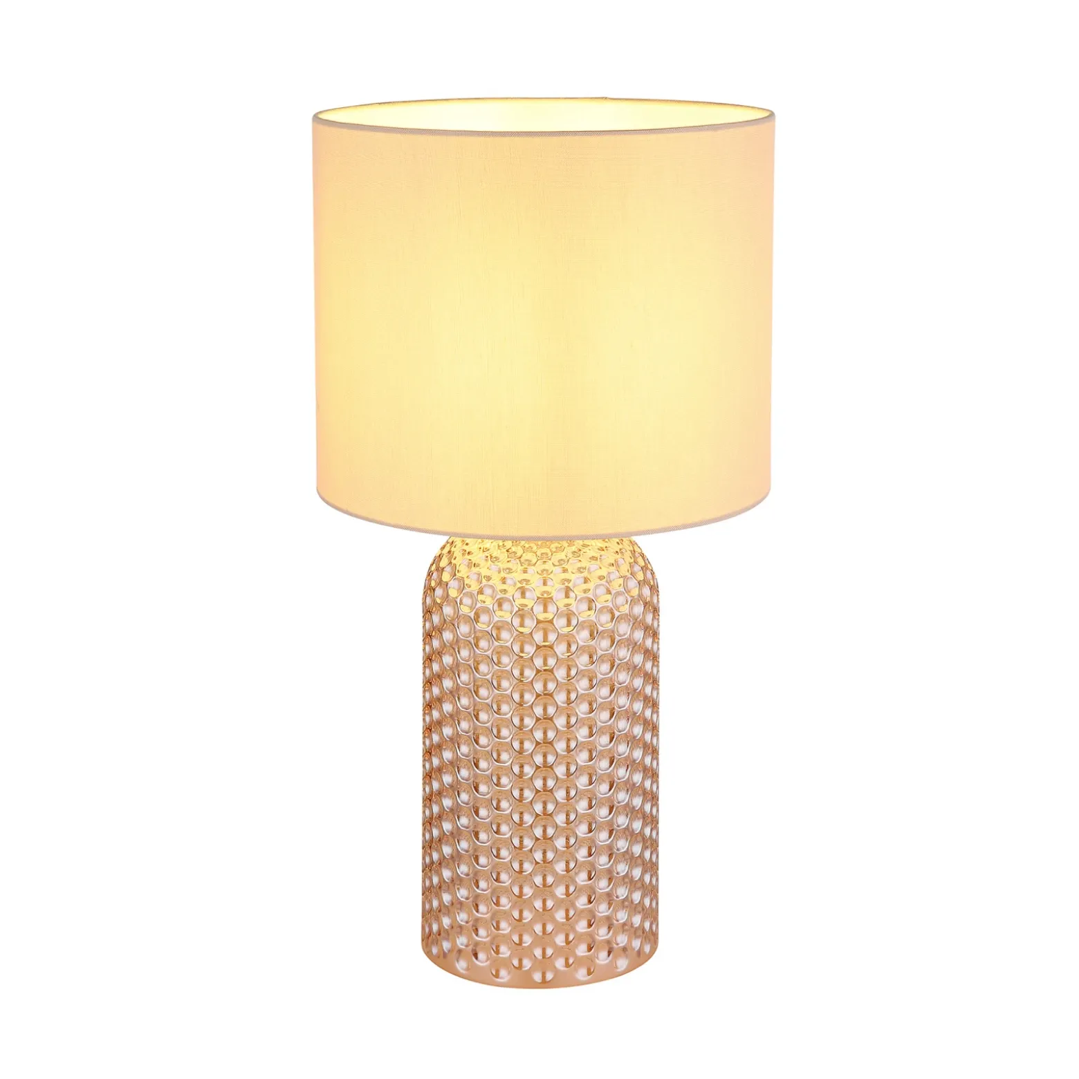 Lámpara de mesa Sofia, color crema, altura 50 cm, tela/cristal