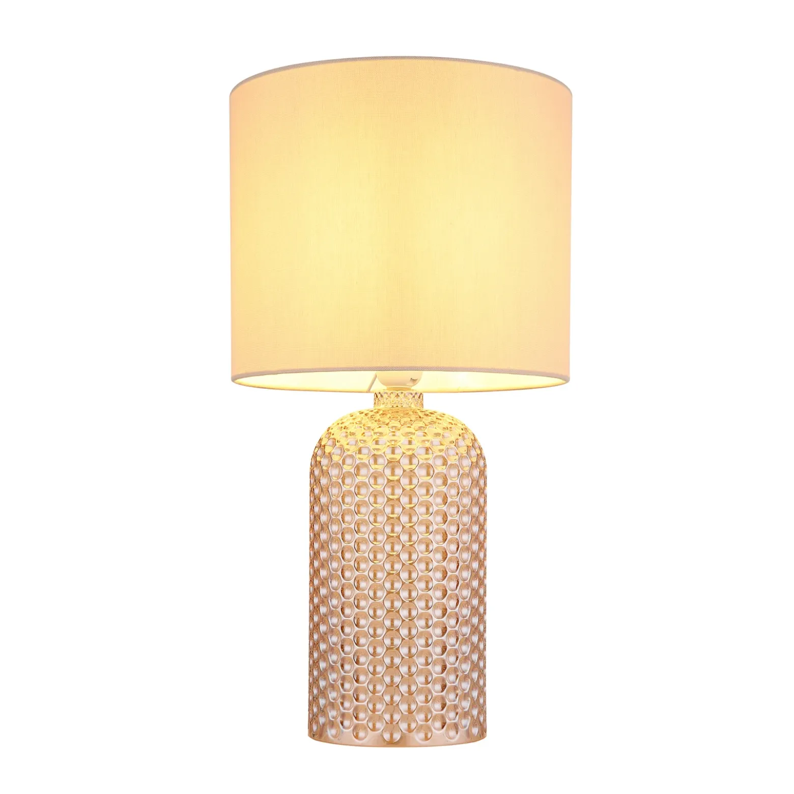 Lámpara de mesa Sofia, color crema, altura 50 cm, tela/cristal