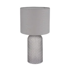 Lámpara de mesa Sofia, gris, altura 50 cm, tela/cristal